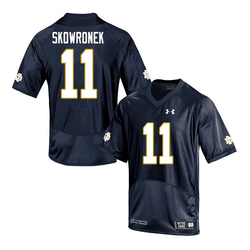 Men's NCAA Notre Dame Fighting Irish #11 Ben Skowronek Stitched College Under Armour Authentic Navy Football Jersey GW10R57VX